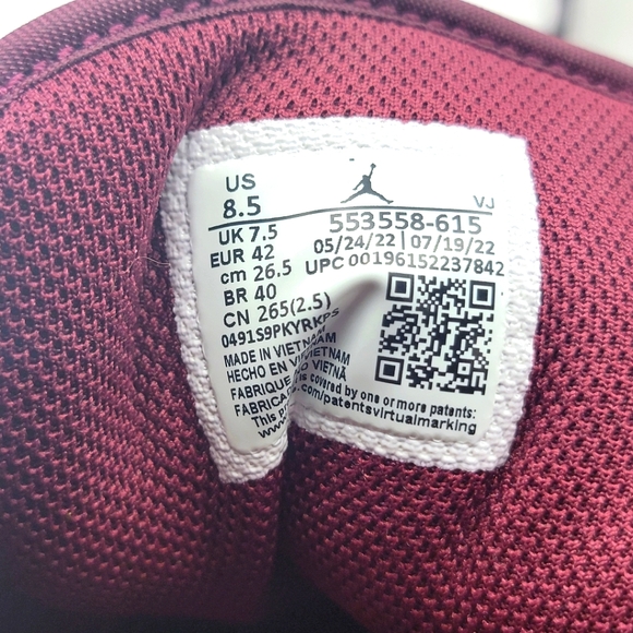 Air Jordan Men's 1 Low Bordeaux Size 8.5 (M) 10.0(W)  #1203 - Picture 2 of 7